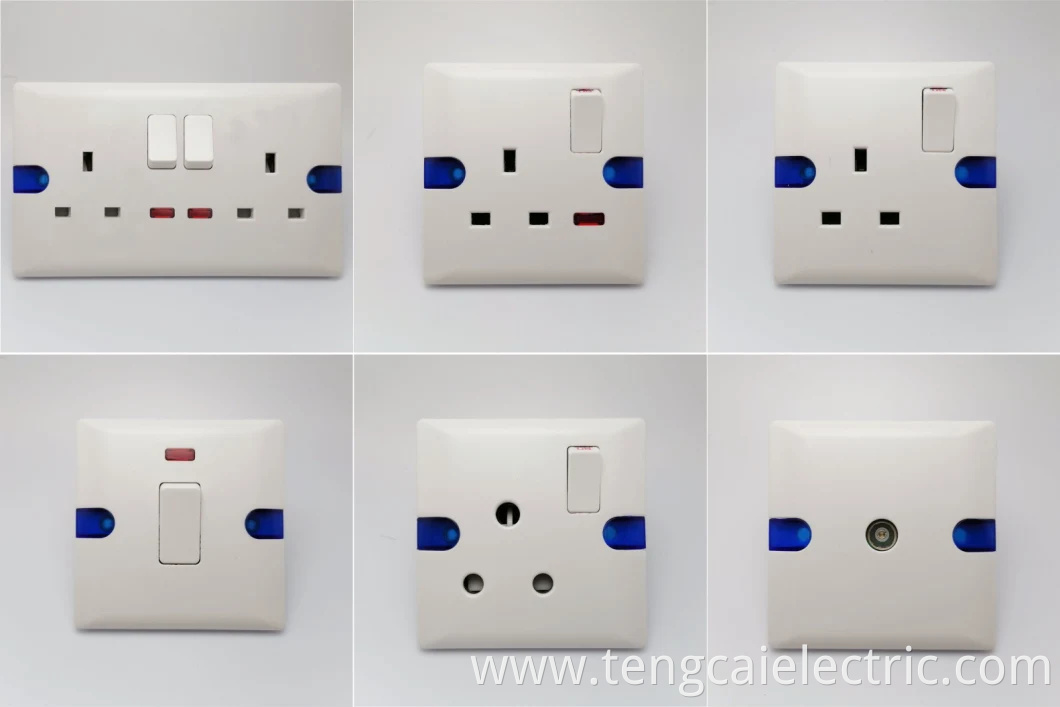 2 Gang 1 Way Electrical Wall Light Switch Socket UK